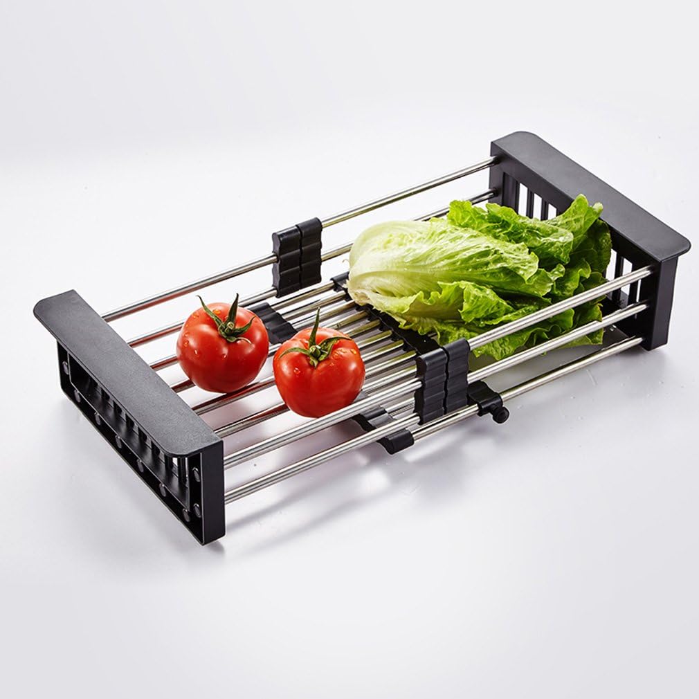Dish Drying Rack, Over The Sink Dish Drying Rack, Stainless Steel Dish Drainer with Adjustable Arms Holder Functional Kitchen Sink Organizer for Vegetable and Fruit