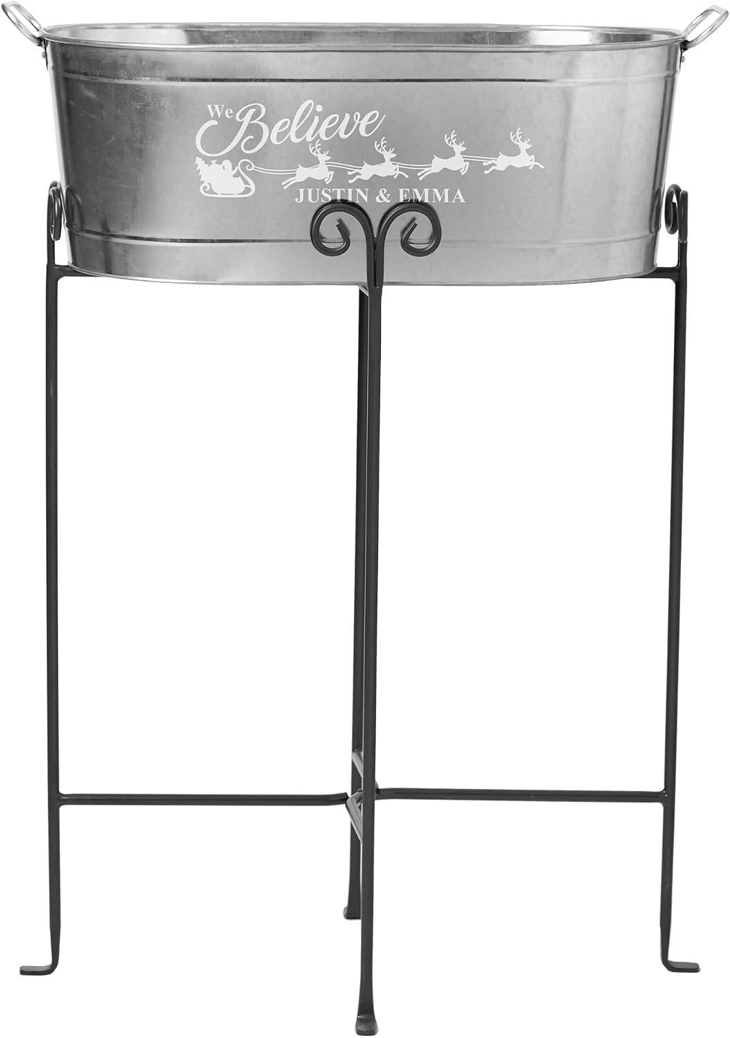 Let's Make Memories Personalized Beverage Tub - Custom Beverage Tub - Customize With Name & initial - Galvanized Drink Tub - 20 ¾"L x 11 ¾"W x 7" H - 5.5 Gallons