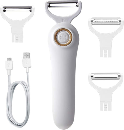 Electric Potato Peeler, Handheld Electric Vegetables and Fruit Peeler 3-in-1 Pro Set, USB Rechargeable Kitchen Gadgets for Apples, Potato, Carrots, Cucumber