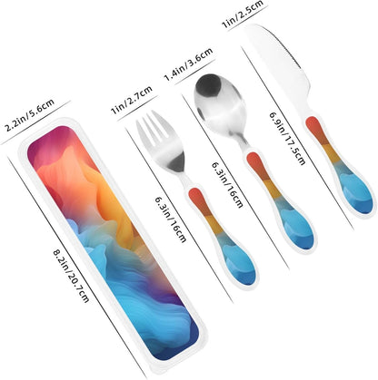 3-Piece Kids Silverware Set With Storage Case, Stainless Steel Reusable Children Safe Knife Spoon Fork Set Classic Cocktail Children Flatware Set For Kids Lunch Box