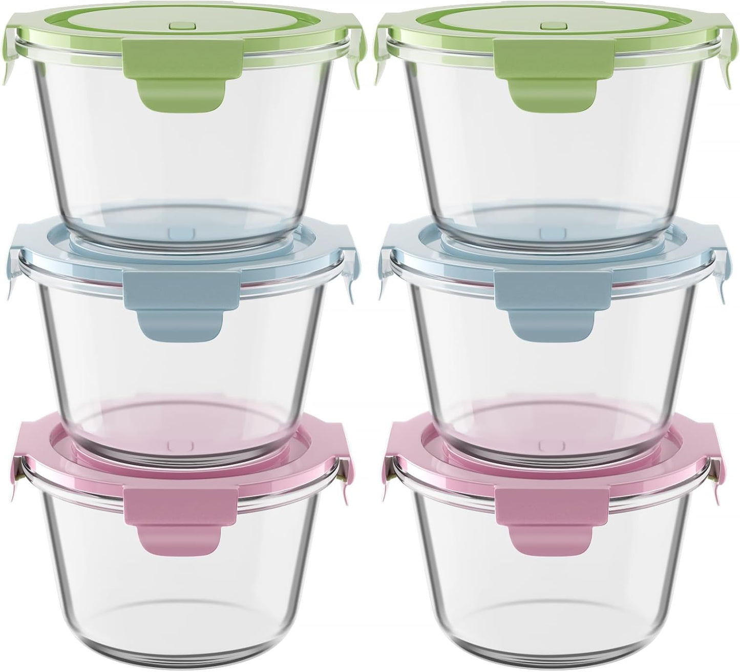 Freshmage 23oz Glass Meal Prep Containers with Lids, Airtight 3-Cup Glass Storage Containers Set, Heat-Resistant BPA-Free for Soup, Leftover, Microwave, Dishwasher, and Freezer Safe (6 Packs)