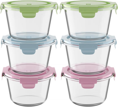 Freshmage 23oz Glass Meal Prep Containers with Lids, Airtight 3-Cup Glass Storage Containers Set, Heat-Resistant BPA-Free for Soup, Leftover, Microwave, Dishwasher, and Freezer Safe (6 Packs)