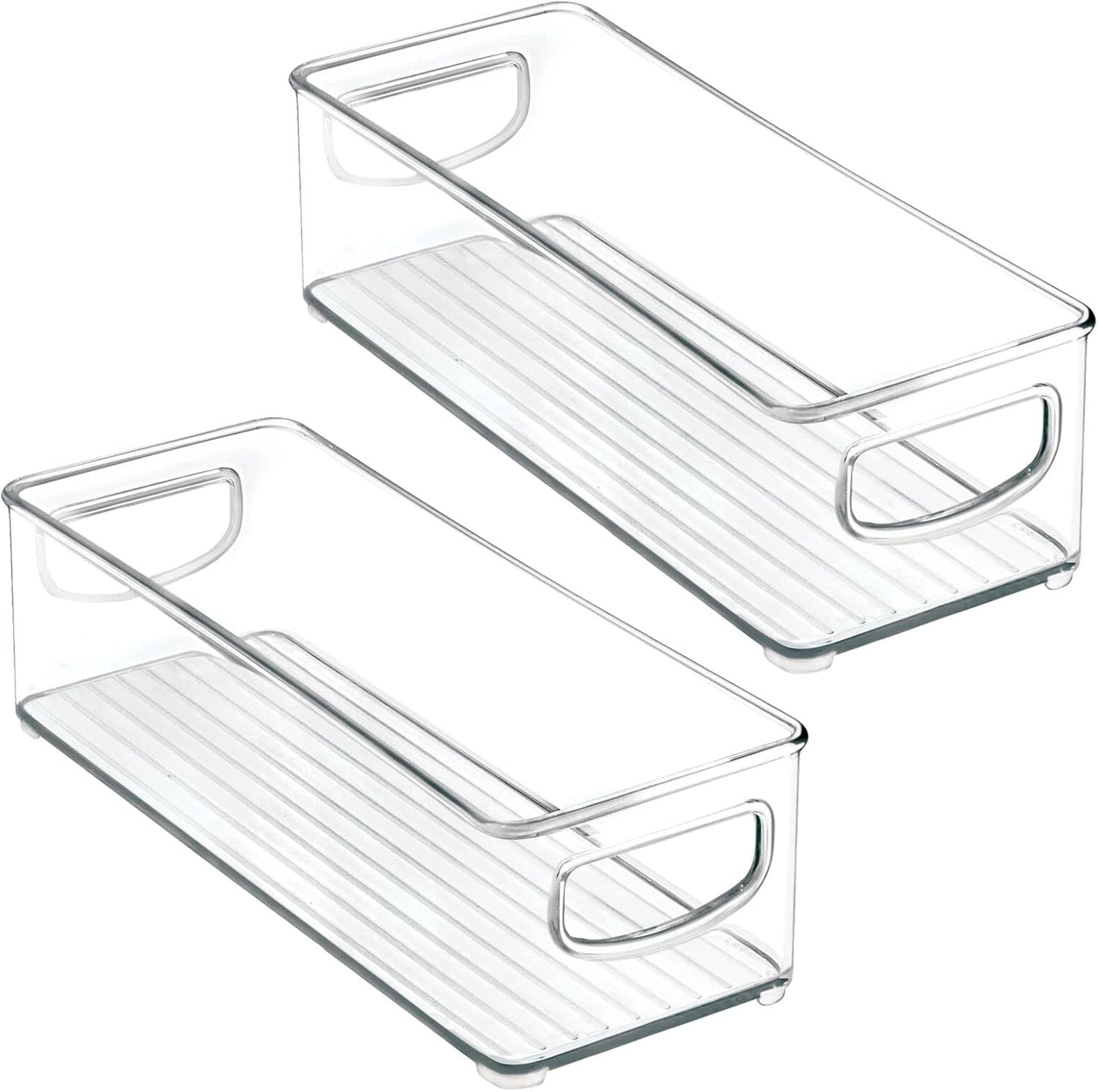 mDesign Deep Plastic Storage Organizer Container Bin, Office Organization for Filing Cabinet, Cupboard, Shelves, and Desk - Holds Notepads, Pens, Pencils, Highlighters, and Staplers - 2 Pack - Clear