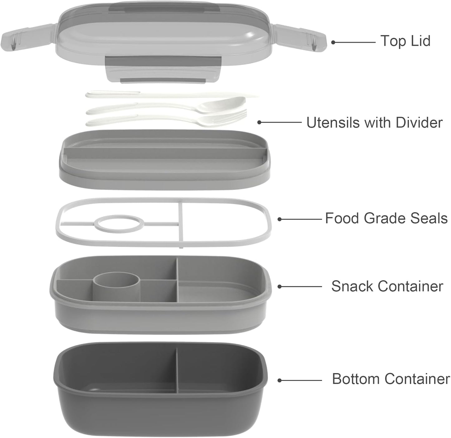 JBGOYON® Bento Lunch Box with Bag - All-in-One Stackable Lunch Containers with 3 Layers for Adults & Kids, 1900 ML Modern Bento-Style Design, Built-in Utensil Set, Lunch Bag (Purple)