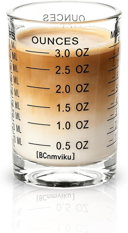 Shot Glass Measuring Cup 3 Ounce/90ML Liquid Heavy High Espresso Glass Cup Black Line
