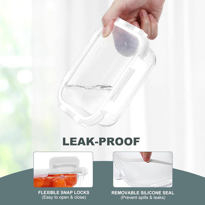 KOMUEE 10 Packs 22 oz Glass Meal Prep Containers, Glass Food Storage Containers with Lids, Airtight Lunch Boxes BPA Free, Microwave and Freezer Safe