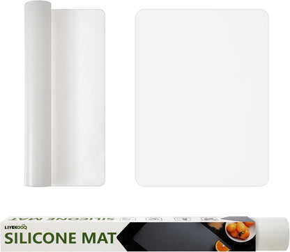 Silicone Mat for Kitchen Counter, Silicone Mat Trimable to Size (Black, 15.7×11.8inch-2pcs), BPA-Free Silicone Placemat, Heat-Resistant NonSlip Table Mat for Air Fryer, Countertop Protector Mat