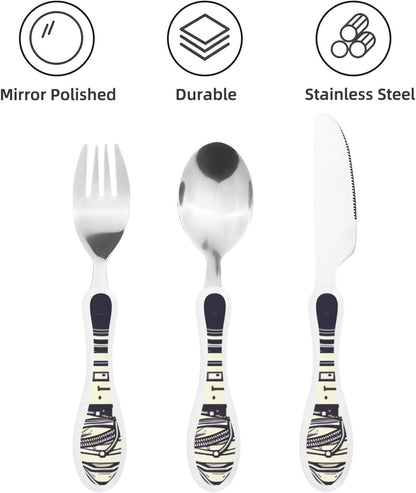 3-Piece Kids Silverware Set With Storage Case, Stainless Steel Reusable Children Safe Knife Spoon Fork Set Cartoon Cute Penguin Children Flatware Set For Kids Lunch Box