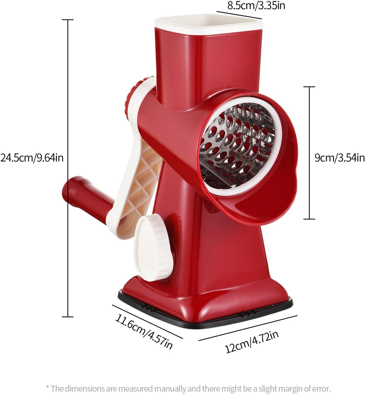 Rotary Cheese Grater Manual Hand Crank 3-in-1 Vegetable Shredde