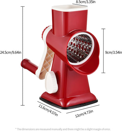 Rotary Cheese Grater Manual Hand Crank 3-in-1 Vegetable Shredde