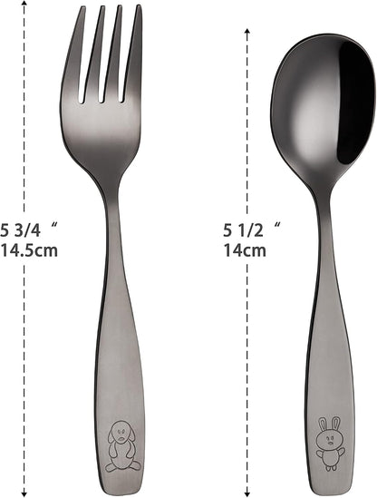 ANNOVA Kids Silverware Children's Safe Flatware Set Stainless Steel - Children Forks, Children Tablespoons, Toddler Utensils, Metal Cutlery Set for LunchBox (Rainbow, 6)