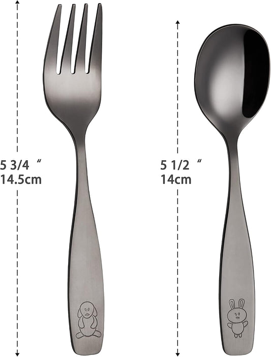 ANNOVA Kids Silverware Children's Safe Flatware Set Stainless Steel - Children Forks, Children Tablespoons, Toddler Utensils, Metal Cutlery Set for LunchBox (Rainbow, 6)