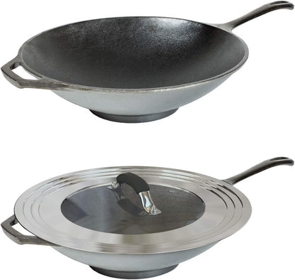 Stainless Steel Universal Lid for Pans Pots Fits 8.25 9 10 11 12 Inch Cast Iron Skillets Frying Pans Woks - Design with Heat Resistant Handle and Vent Hole - Black Handle