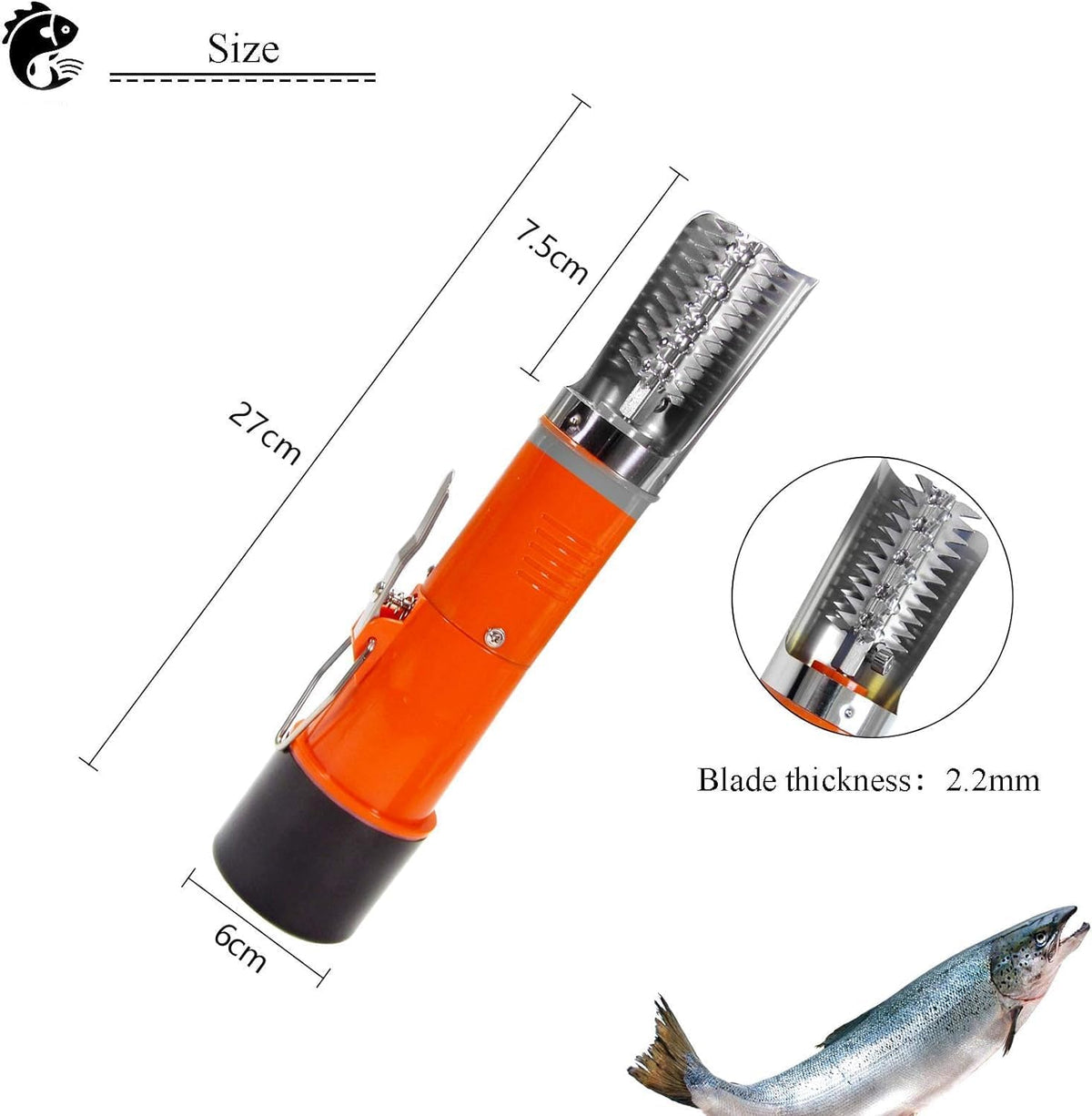 Electric Fish Scaler Remover, Waterproof with Stainless Steel Blades