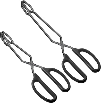 HINMAY Stainless Steel Scissor Tongs 10-Inch and 12-Inch Set, Set of 2