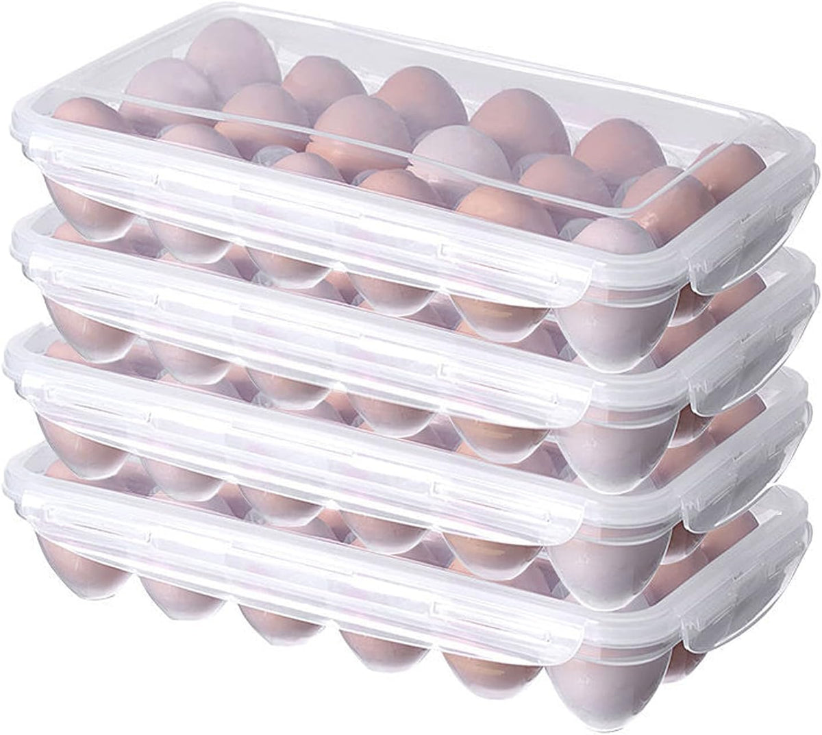 LonlyEagle XBY-US 2 Pack Covered Egg Holders,Egg Holder For Refrigerator,egg Storage Container,Plastic Refrigerator Egg Trays,Deviled Egg Tray Carrier with Lid Fits 18X2 Eggs(36 Eggs)
