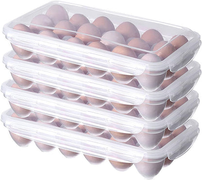 LonlyEagle XBY-US 2 Pack Covered Egg Holders,Egg Holder For Refrigerator,egg Storage Container,Plastic Refrigerator Egg Trays,Deviled Egg Tray Carrier with Lid Fits 18X2 Eggs(36 Eggs)