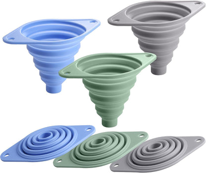 Kitchen Funnel Set, Collapsible Silicone Funnel for Filling Bottles, Beverage, Lab, Oil, Paint - Kitchen Gadgets Accessories Multicolor