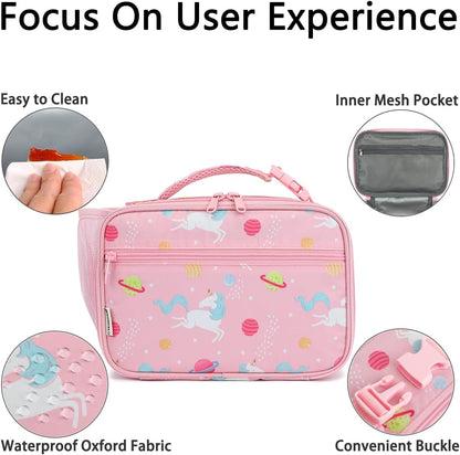 GYEUKHAM Insulated Lunch Box for School, Thermal Reusable Durable Freezable Lunch Bags for Kids Boys Girls Men Women - Small Soft Cooler Portable Lunch Tote Kit for Work Picnic Travel,Black