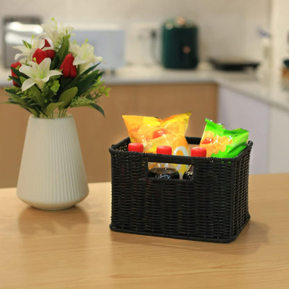 HOONEX Water Hyacinth Storage Baskets, Wicker Baskets for Storage, Hand Woven Baskets with Carry Handles, Set of 2, Natural