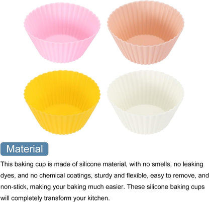 uxcell 18Pcs Silicone Cupcake Liners, Non-Stick Baking Cups, for Cooking Eggs, Baking Muffins and Make a Cake(Pink)