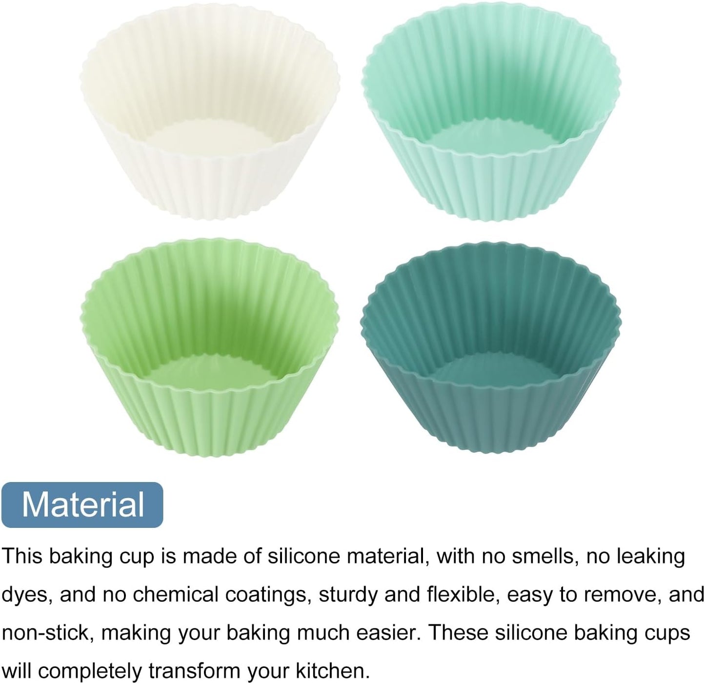 uxcell 18Pcs Silicone Cupcake Liners, Non-Stick Baking Cups, for Cooking Eggs, Baking Muffins and Make a Cake(Pink)