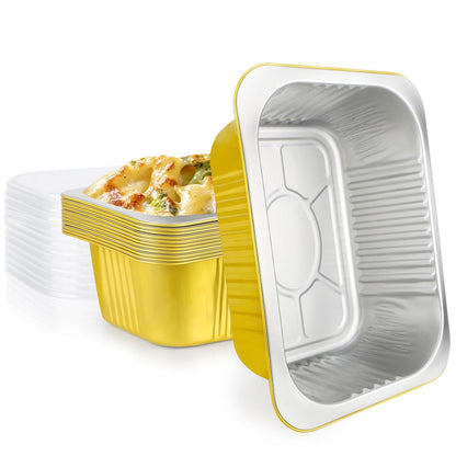 EUSOAR Aluminum Pans with Lids, 50pack 32oz Small Disposable Foil Loaf Cake Food Storage Pans, Catering Party Meal Prep Freezer Drip Pans for Microwave Oven Safe Cooking,Baking,Heating,Takeout