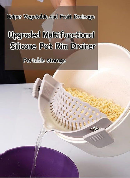 Cooking Tools for Kitchen/A Clip-on Silicone Strainer Purple Pots and Pans Set/Unique Gifts for Cooks/Gifts for Mom Useful/Cooking Gifts for Women (Grey), large, KIER-1, Gray