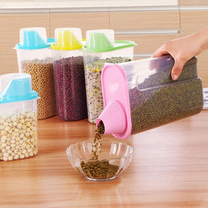 Wakauto Clear Cereal Container with Pour Spout and Measuring Cup Airtight Watertight Food Storage Container for Rice Grain Oatmeal Sugar Nuts Beans 8.26 X 6.29 X 3.14 in