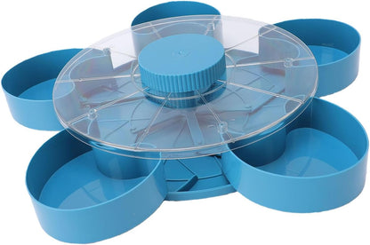 Zunate Rotating Divided Serving Tray for Snacks, Dips, and Party Appetizers - Spinning Snack Box Container with Lid, 5 Compartments Veggie Fruit Tray for Kitchen Picnic, NonSlip Base,