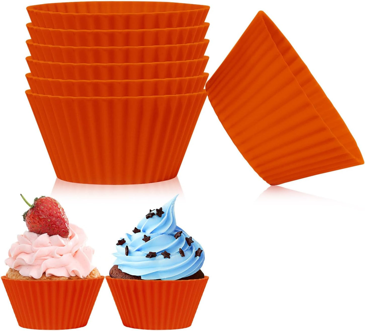6 pack Silicone Baking Cups, Reusable Muffin Liners Non-Stick Cup, Cake Molds Set,Cupcake Silicone Liner Cupcake Holder,Bpa Free (navy blue)