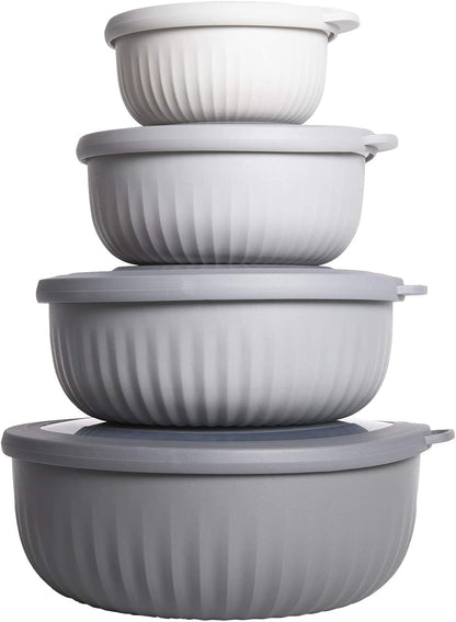 COOK WITH COLOR Prep Bowls with Lids- Wide and Deep Nesting Plastic Small Mixing Bowl Set with Lids, 8 Piece Set - Wide Bowls, Blue