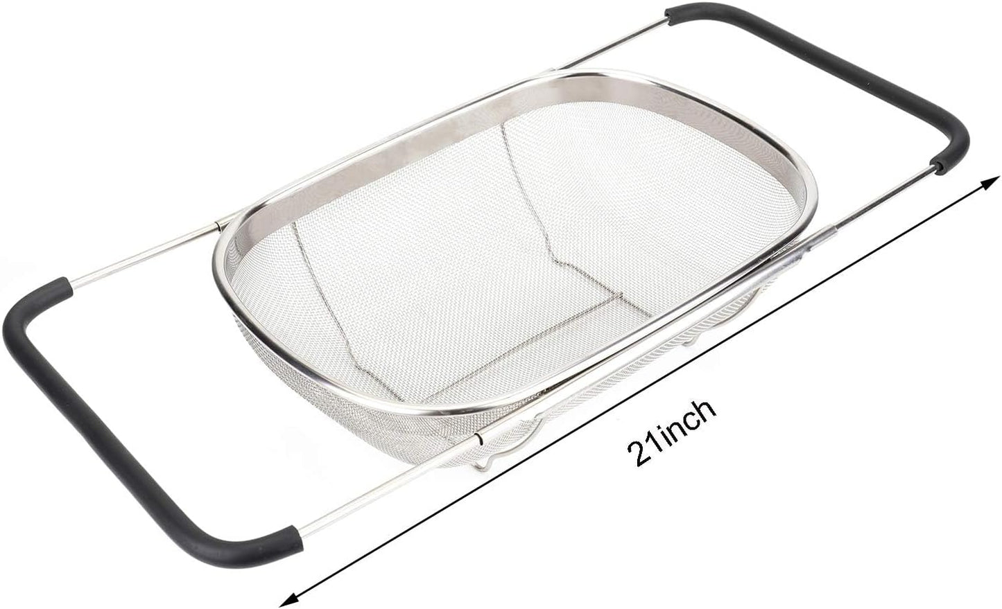 2 PackPremium Quality Over The Sink Stainless Steel Oval Colander with Fine Mesh 6 Quart Strainer Basket & Expandable Rubber Grip Handles - Strain, Drain, Rinse Fruits, Vegetables1