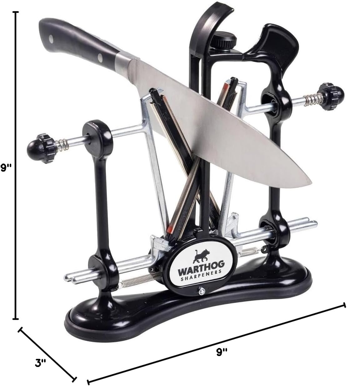 Warthog V-Sharp A4 Knife Sharpener, Diamond Rods, Metal Frame, Black