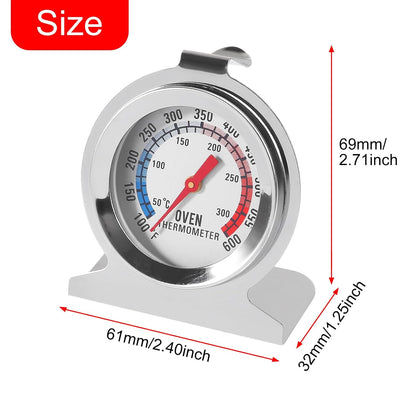 Oven Thermometer 100-600°F/50-300°C Stainless Steel Kitchen Cooking Thermomete OvenTemperature Gauge Grill Fry Chef Thermometer Oven Baking Chef Thermometer for Kitchen Cooking Baking