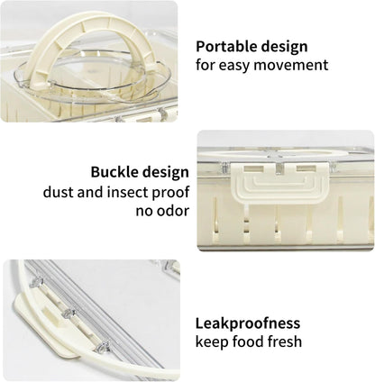 Divided Serving Tray with Lid, Snackle Box Container with Compartments, Snack Container with Handle, Veggie Tray, Fridge Fruit Storage - Keeping Fresh, Great for Party Entertaining Picnic
