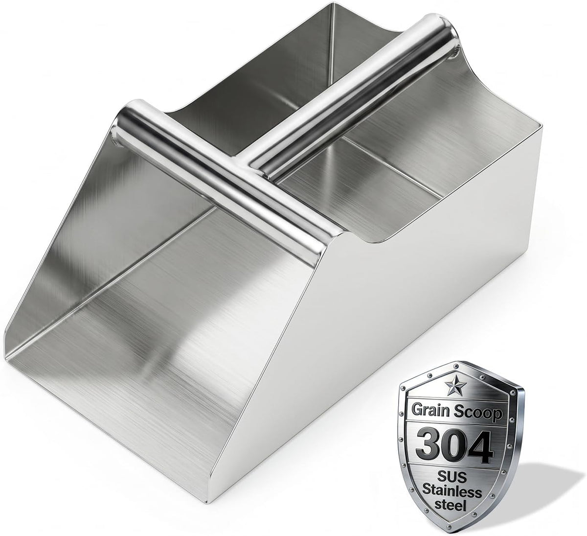 304 Stainless Steel Ice Scoop, Large 6-inch Metal Flour Scoop 50 Ounce