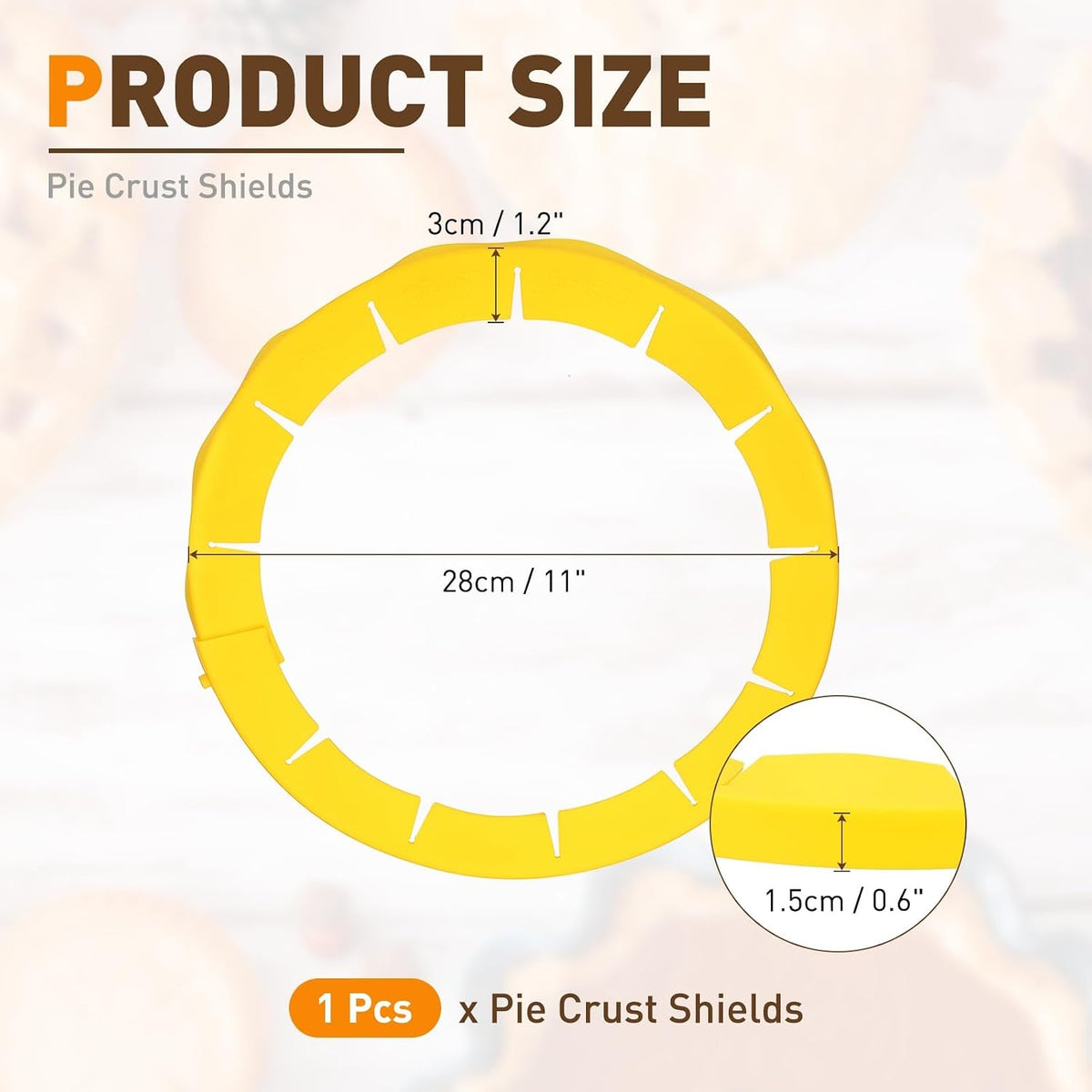 METALLIXITY Adjustable Silicone Pie Crust Shields Yellow