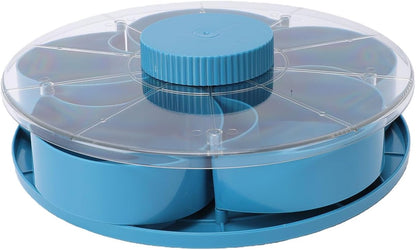 5-Compartment Divided Serving Tray with Lid – Rotating Snack Box for Dips, Appetizers, Fruits & Veggies – Blue Party Tray for Kitchen, Picnic & Entertaining