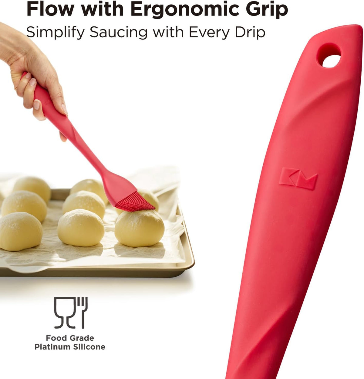 Kitchen Mama WaltzGrip Platinum Silicone Basting Pastry Brush, Yellow
