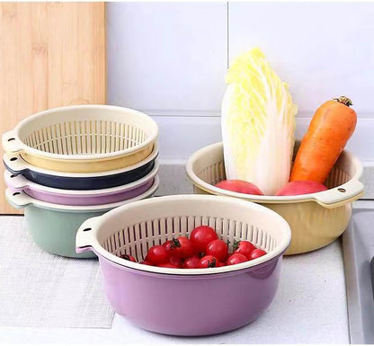 2 in 1 Small Colander Bowl Set, Detachable Strainer and Serving Bowl Kitchen Fruit Vegetable Washing Drainer for Home Meal Prep and Salad Making (7.09x2.56inch)