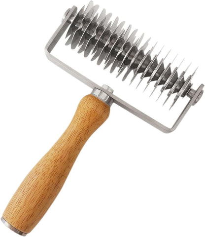 Stainless Steel Pastry Lattice Roller Cutter with Wood Handle