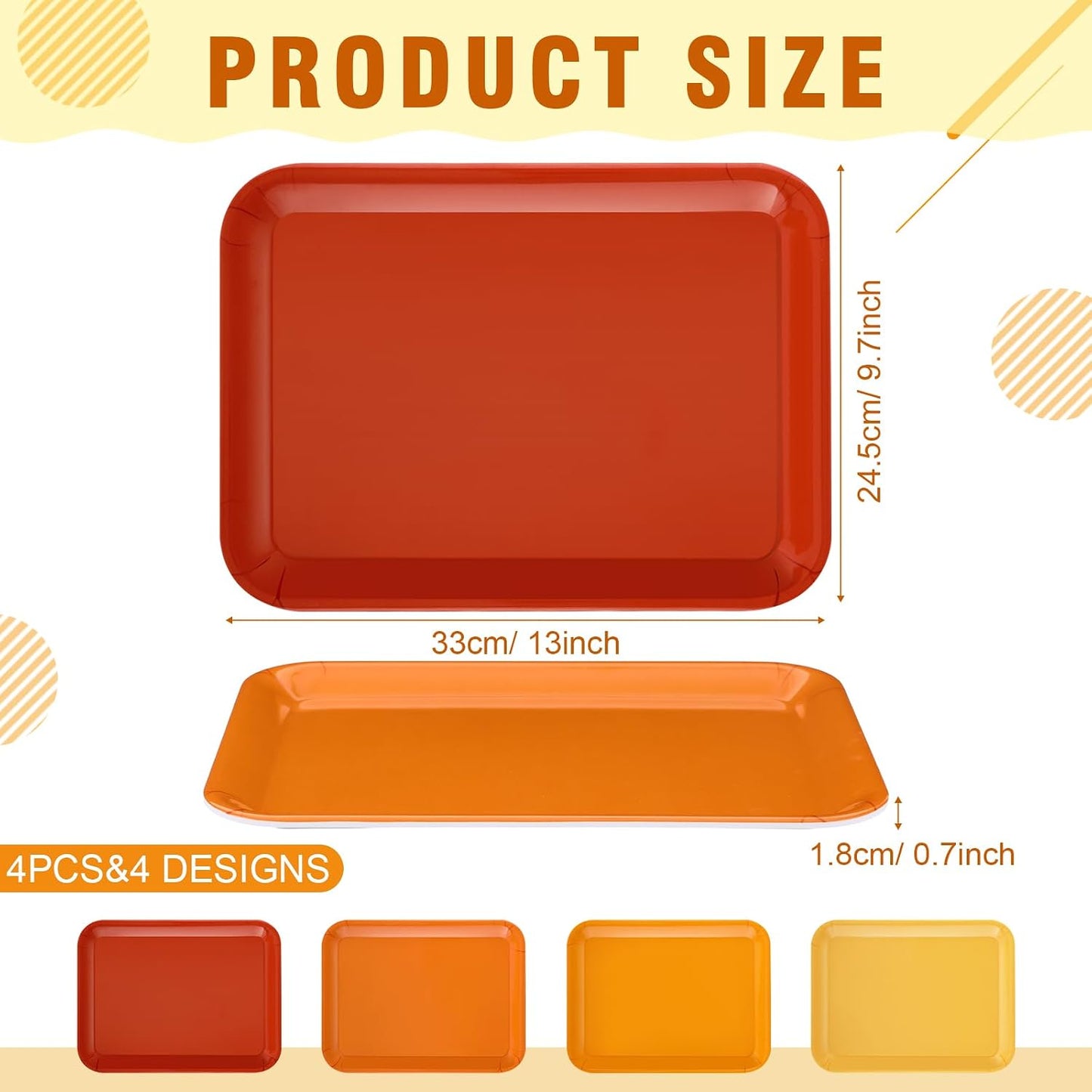 4 Pieces Basketball Serving Trays - Sports Melamine Platters Reusable Rectangle Party Trays for Basketball Sports Theme Party Food Dessert Serving Supplies, 13 x 9.7 inch