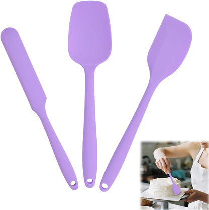 Silicone Spatulas Heat Resistant Food Grade Rubber Spatula, Handle with Ergonomic Grip Kitchen Utensils Set, Nonstick Silicona Cooking Utensils Set for Cooking, and Mixing 3Pacs Blue