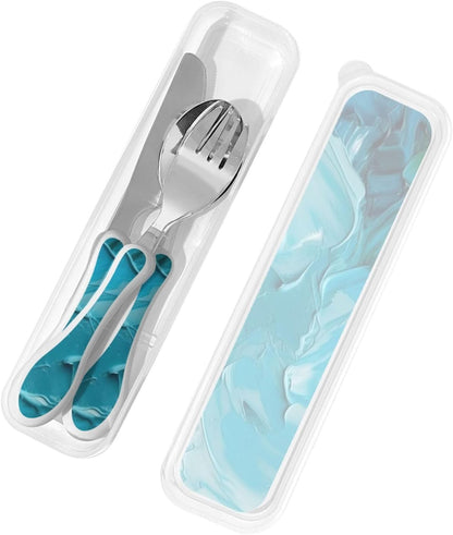 3-Piece Kids Silverware Set With Storage Case, Stainless Steel Reusable Children Safe Knife Spoon Fork Set Shih Tzu Dog Children Flatware Set For Kids Lunch Box
