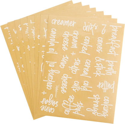 Talented Kitchen 158 Food Container Labels - Durable Waterproof Adhesive - Clear Script Sticker Design for Pantry & Fridge - Freezer Labels & Symbol Stickers - Clear & Black Laminated Paper