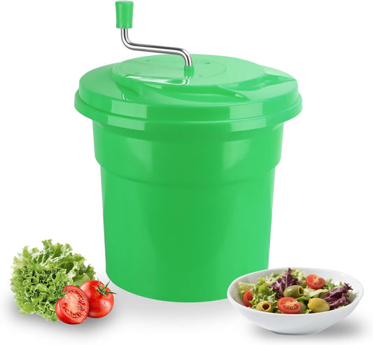5 Gallon Salad Spinner,Large Capacity Vegetable Friuts Salad Dryer,Commercial Manual Salad Mixer for Restaurants Kitchen & Catering,Green & Orange. (Green, 5 Gallon)