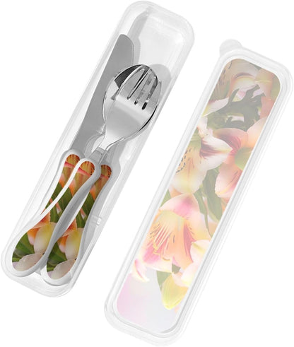 3-Piece Kids Silverware Set With Storage Case, Stainless Steel Reusable Children Safe Knife Spoon Fork Set Blue Active Girl Running Sunset Children Flatware Set For Kids Lunch Box - Colors A