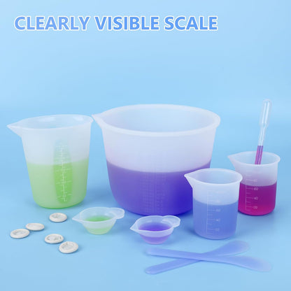 KISREL Silicone Measuring Cups for Resin, Resin Supplies with 600&100ml Cups, Resin Mixing Cups, Silicone Stir Sticks, Epoxy Mixing Cup