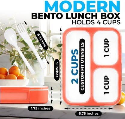 kinsho Bento Lunch-Box for Adults Kids Lunches, Portion Control Container Boxes for Women Girls Boys | Leak-Proof Snack Containers, BPA-Free Utensils 5 Compartments | Blue & Green 2 Pack Set
